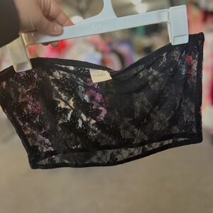 Black Lace Bandeau Bralette - Unbranded
